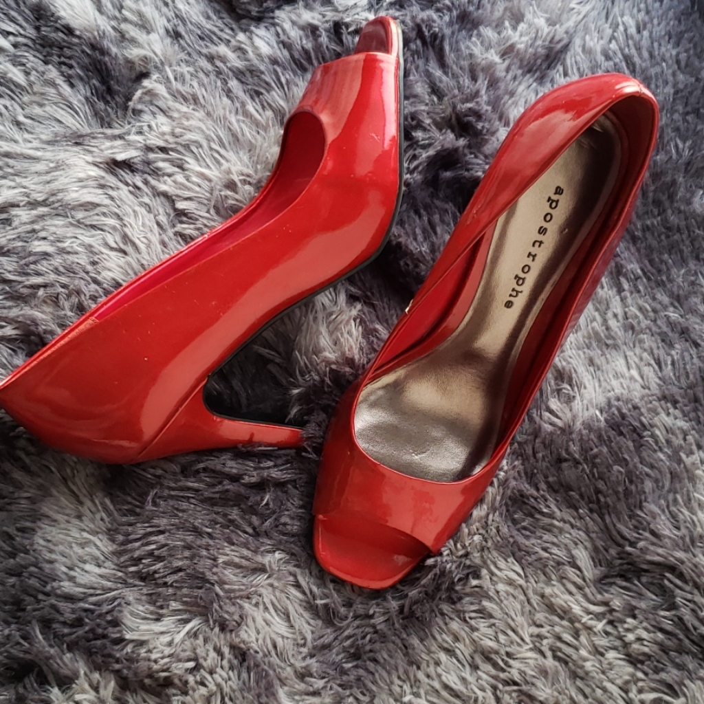 Red Peeptoe Heels By Apostrophy